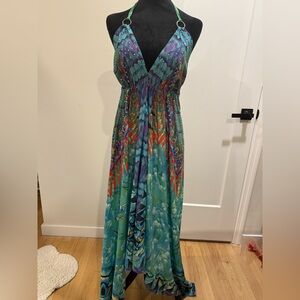 Vibrant Asymmetrical Halter Dress